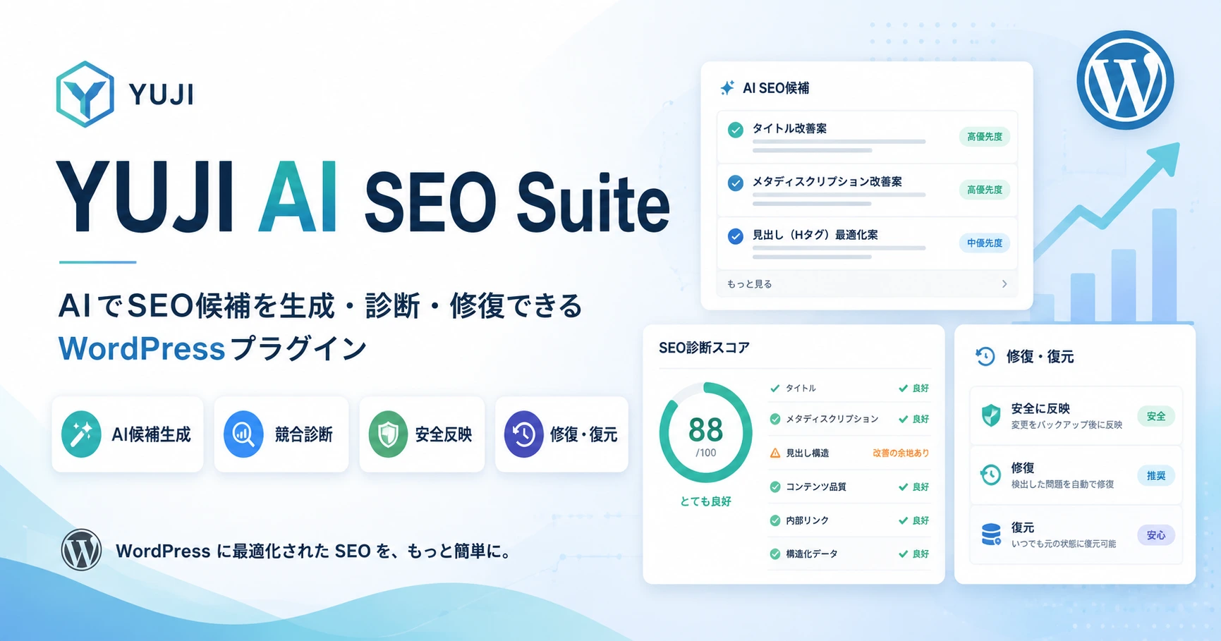 YUJI AI SEO Suiteの機能を紹介するアイキャッチ画像