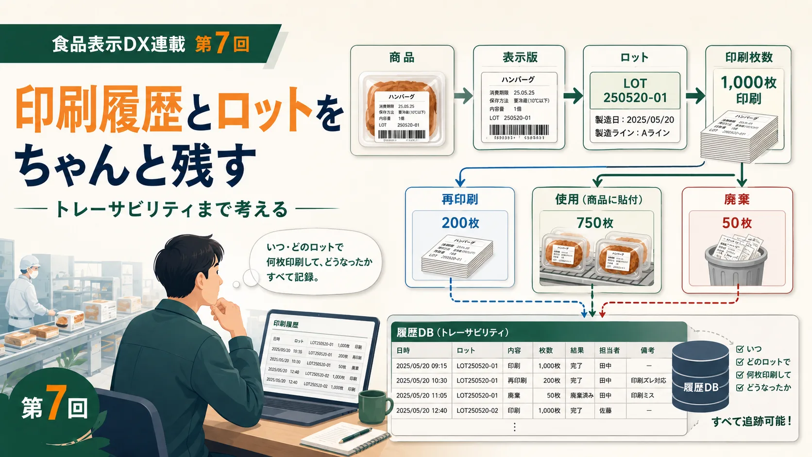 何枚印刷したかを残す――ラベル履歴・ロット・商品情報を結ぶ設計のアイキャッチ